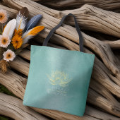 Elegant Blauwgroen Gold Lotus Yoga Mediation instr Tote Bag
