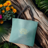 Elegant Blauwgroen Gold Lotus Yoga Mediation instr Tote Bag