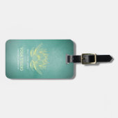 Elegant Blauwgroen Gold Lotus YOGA MEDICATIEInstru Bagagelabel (Voorkant horizontaal)