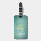 Elegant Blauwgroen Gold Lotus YOGA MEDICATIEInstru Bagagelabel (Voorkant verticaal)