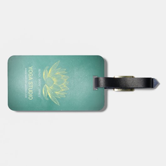 Elegant Blauwgroen Gold Lotus YOGA MEDICATIEInstru Bagagelabel (Achterkant horizontaal)