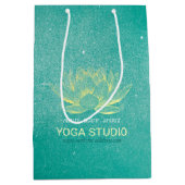 Elegant Blauwgroen Gold Lotus YOGA MEDICATIEInstru Medium Cadeauzakje (Voorkant)