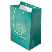 Elegant Blauwgroen Gold Lotus YOGA MEDICATIEInstru Medium Cadeauzakje (Voorkant Gekanteld)