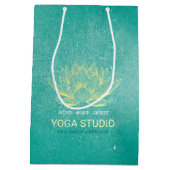 Elegant Blauwgroen Gold Lotus YOGA MEDICATIEInstru Medium Cadeauzakje (Achterkant)