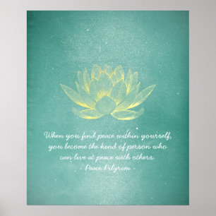Elegant Blauwgroen Gold Lotus YOGA MEDICATIEInstru Poster
