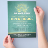 Elegant Blauwgroen & Gold Lotus YOGA Studio Open H Flyer (Hand)