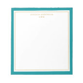 Elegant Blauwgroen Gold, op maat gesneden Notitieblok (Voorkant)
