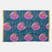 Elegant Blauwgroen Gold Pink Rose Happy Moederdag Theedoek (Horizontaal)