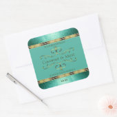 Elegant Blauwgroen Gold Product Labels Glitter Bor (Envelop)