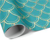 Elegant Blauwgroen Gold Scallop Pattern Wrapping P Cadeaupapier (Rol Hoek)
