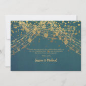 Elegant Blauwgroen Gold String Lights Bokeh Weddin Bedankkaart (Achterkant)