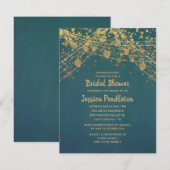 Elegant Blauwgroen Gold String Lights Vrijgezellen Kaart (Voorkant / Achterkant)