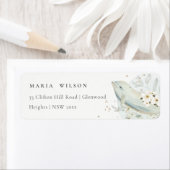 Elegant Blauwgroen Gold Underwater Floral Fish Add Etiket (Insitu)