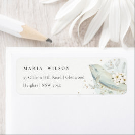 Elegant Blauwgroen Gold Underwater Floral Fish Add Etiket