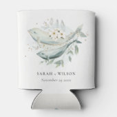 Elegant Blauwgroen Gold Underwater Floral Fish Wed Blikjeskoeler (Achterkant)