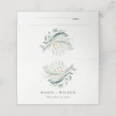 Elegant Blauwgroen Gold Underwater Floral Fish Wed Plaatskaartje (Buitenkant ongevouwen)