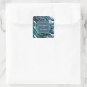Elegant Blauwgroen & Gold Wedding Square Sticker (Tas)