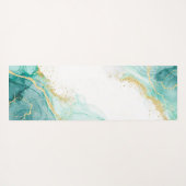 Elegant Blauwgroen Goud Abstracte Waterverf Custom Yogamat (Achterkant (horizontaal))