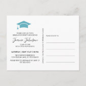 Elegant Blauwgroen Goud Afstudeerfeest Aankondigingskaart (Achterkant)