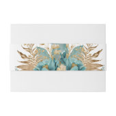 Elegant Blauwgroen & Goud Bloemen Invitation Belly Uitnodigingen Wikkel (Achterkant Voorbeeld)