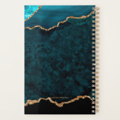 Elegant Blauwgroen Goud Glitter Agaat Monogram 202 Planner (Achterkant)