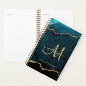 Elegant Blauwgroen Goud Glitter Agaat Monogram 202 Planner (Display)