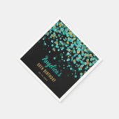 Elegant Blauwgroen Goud Glitter Confetti Zwart Ver Servet (Hoek)