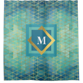 Elegant Blauwgroen Goud Turquoise Geometrisch Elk  Douchegordijn