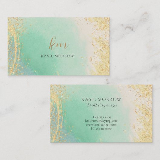 Elegant Blauwgroen goud Visitekaartje (Voorkant / Achterkant)