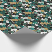 Elegant Blauwgroen, Goud & Zwart Geometrisch Marme Cadeaupapier (Hoek)