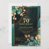 Elegant Blauwgroen gouden 70e verjaardagsfeest Kaart (Voorkant)