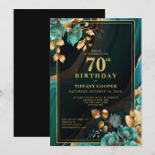 Elegant Blauwgroen gouden 70e verjaardagsfeest Kaart (Voorkant / Achterkant)
