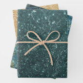 Elegant Blauwgroen goudkleurige bladeren Inpakpapier Vel (In situ)