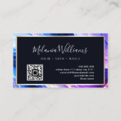 Elegant Blauwgroen goudmarmer Agate Geode QRCode P Visitekaartje (Achterkant)