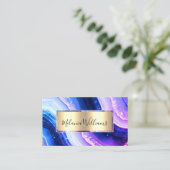 Elegant Blauwgroen goudmarmer Agate Geode QRCode P Visitekaartje (Staand voorkant)