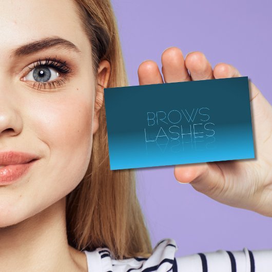 Elegant Blauwgroen Gradiënt Chic Mirror Lettertype Visitekaartje