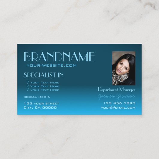 Elegant Blauwgroen gradiënt spiegellettertype Klas Visitekaartje (Achterkant)