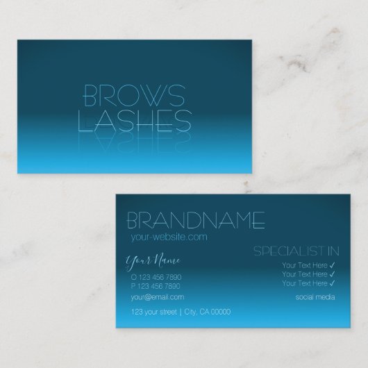 Elegant Blauwgroen gradiënt spiegellettertype Klas Visitekaartje (Voorkant / Achterkant)