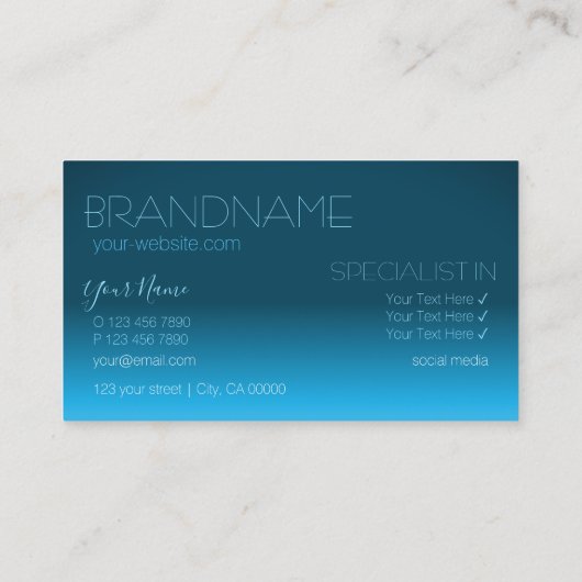 Elegant Blauwgroen gradiënt spiegellettertype Klas Visitekaartje (Achterkant)