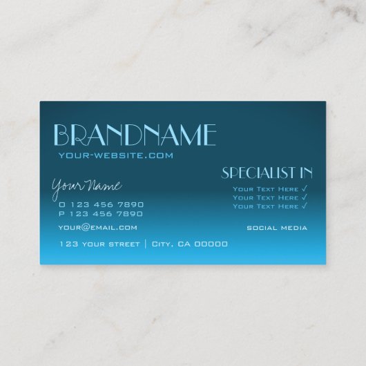 Elegant Blauwgroen gradiënt spiegellettertype Klas Visitekaartje (Achterkant)