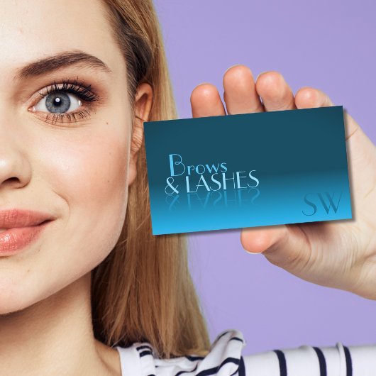 Elegant Blauwgroen gradiënt spiegellettertype Klas Visitekaartje