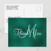 Elegant Blauwgroen Green Faux Folie Monogram Dank Briefkaart (Voorkant / Achterkant)