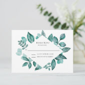 Elegant Blauwgroen Greenery Response, Waterverf We RSVP Kaartje (Staand voorkant)