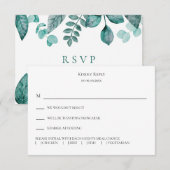 Elegant Blauwgroen Greenery Response, Waterverf We RSVP Kaartje (Voorkant / Achterkant)