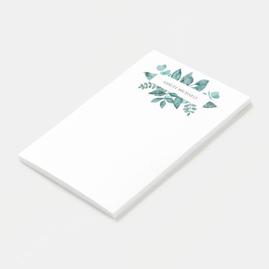Elegant Blauwgroen Greenery verliest persoonlijke  Post-it® Notes (Schuin)