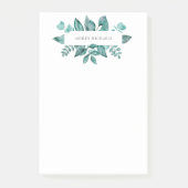 Elegant Blauwgroen Greenery verliest persoonlijke  Post-it® Notes (Voorkant)