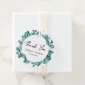 Elegant Blauwgroen Greenery Waterverf Modern Weddi Bedankjes Labels (In situ)