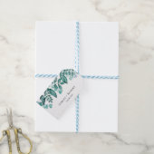 Elegant Blauwgroen Greenery Waterverf Modern Weddi Cadeaulabel (Met Touw)