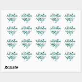 Elegant Blauwgroen Greenery Waterverf Modern Weddi Hart Sticker (Vel)