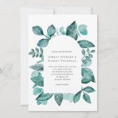 Elegant Blauwgroen Greenery Waterverf Modern Weddi Kaart (Voorkant)